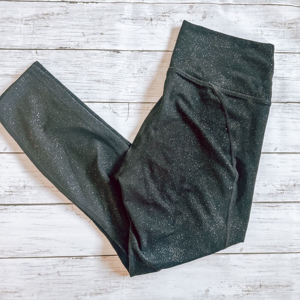 Fabletics High Waisted Black Speckled Leggings